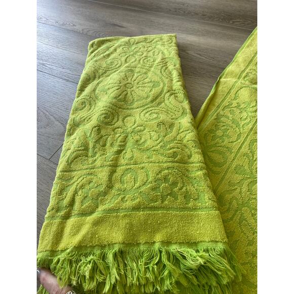Vintage Sears Drylon Avacado Green Floral Towel Set of 6 Made in the USA - Picture 3 of 6